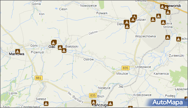 mapa Wolica gmina Gać, Wolica gmina Gać na mapie Targeo