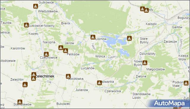 mapa Wolica gmina Żelechlinek, Wolica gmina Żelechlinek na mapie Targeo