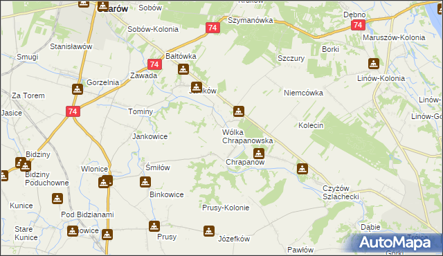 mapa Wólka Chrapanowska, Wólka Chrapanowska na mapie Targeo