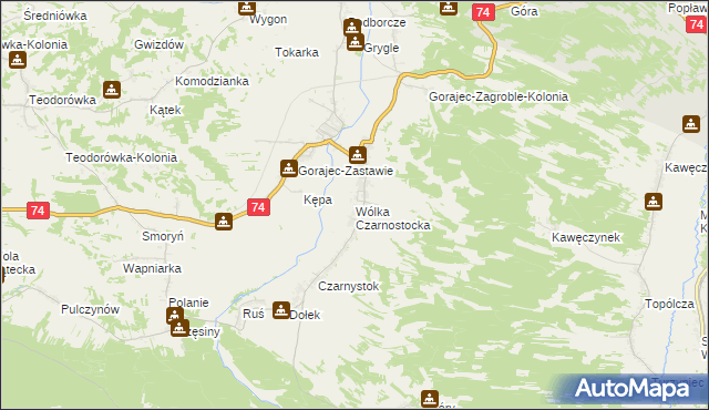 mapa Wólka Czarnostocka, Wólka Czarnostocka na mapie Targeo