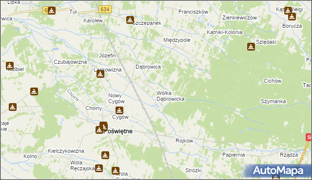 mapa Wólka Dąbrowicka, Wólka Dąbrowicka na mapie Targeo