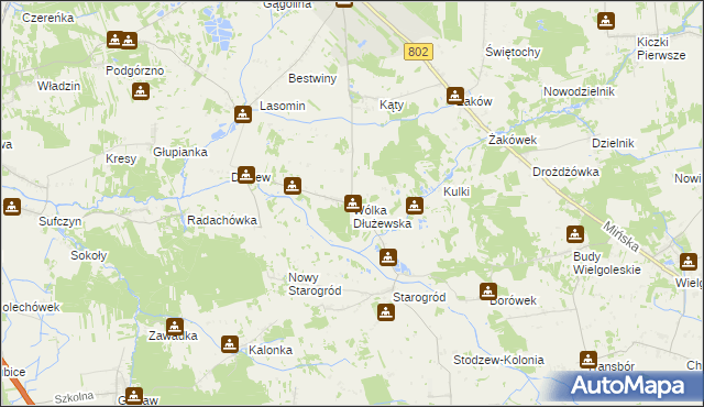 mapa Wólka Dłużewska, Wólka Dłużewska na mapie Targeo