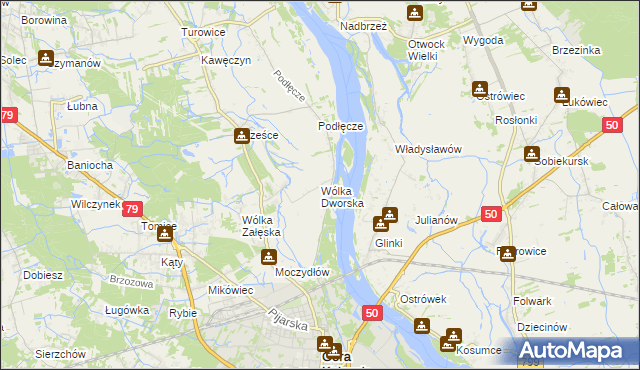 mapa Wólka Dworska, Wólka Dworska na mapie Targeo