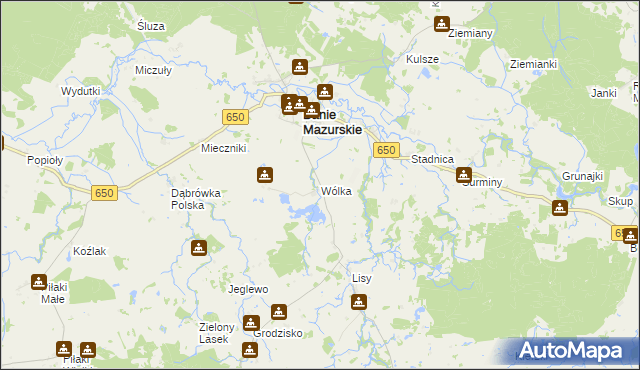 mapa Wólka gmina Banie Mazurskie, Wólka gmina Banie Mazurskie na mapie Targeo