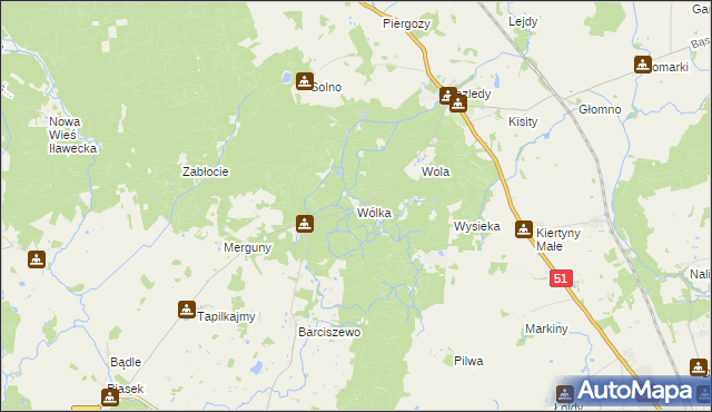 mapa Wólka gmina Bartoszyce, Wólka gmina Bartoszyce na mapie Targeo