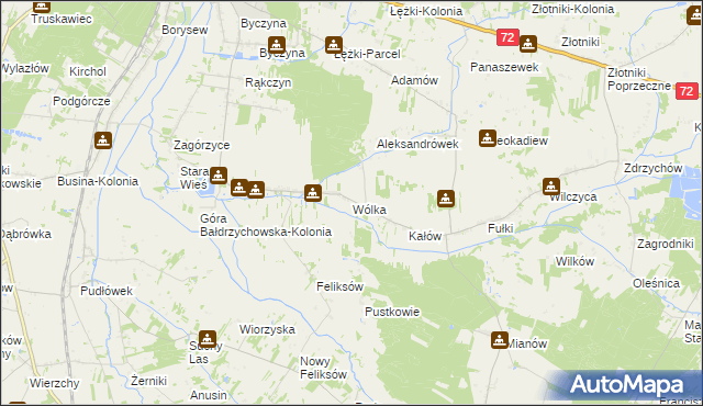 mapa Wólka gmina Poddębice, Wólka gmina Poddębice na mapie Targeo