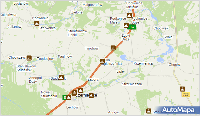 mapa Wólka Jagielczyńska, Wólka Jagielczyńska na mapie Targeo