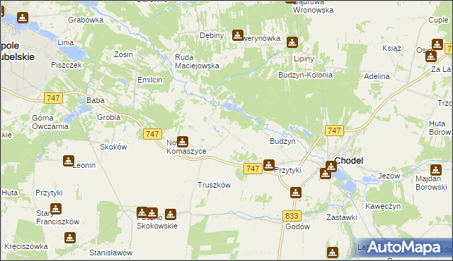 mapa Wólka Komaszycka, Wólka Komaszycka na mapie Targeo