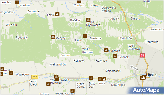 mapa Wólka Krępska, Wólka Krępska na mapie Targeo