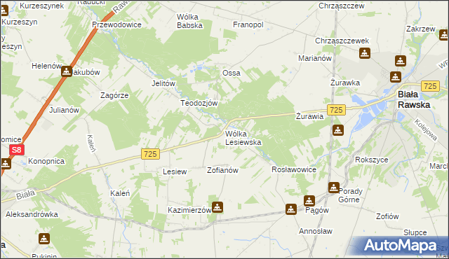 mapa Wólka Lesiewska, Wólka Lesiewska na mapie Targeo