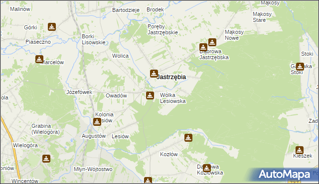 mapa Wólka Lesiowska, Wólka Lesiowska na mapie Targeo