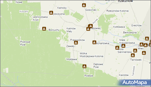 mapa Wólka Modrzejowa, Wólka Modrzejowa na mapie Targeo