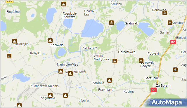 mapa Wólka Nadrybska, Wólka Nadrybska na mapie Targeo