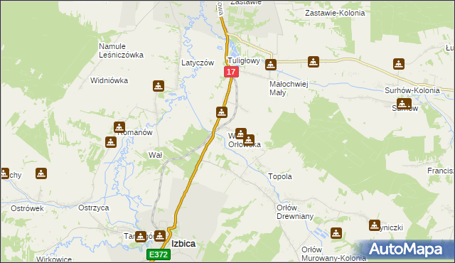 mapa Wólka Orłowska gmina Izbica, Wólka Orłowska gmina Izbica na mapie Targeo