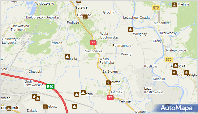 mapa Wólka Pełkińska, Wólka Pełkińska na mapie Targeo