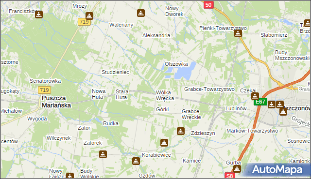 mapa Wólka Wręcka, Wólka Wręcka na mapie Targeo