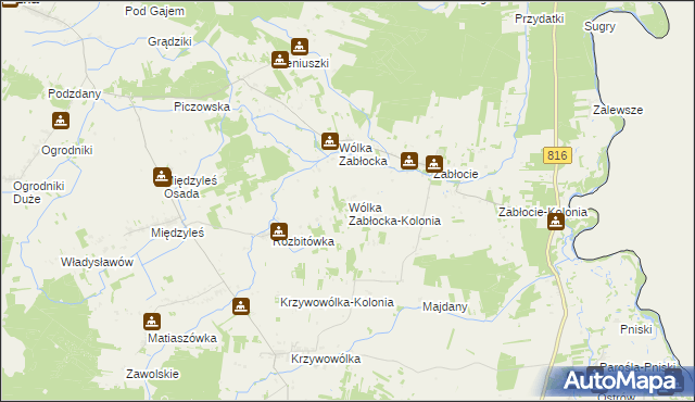 mapa Wólka Zabłocka-Kolonia, Wólka Zabłocka-Kolonia na mapie Targeo