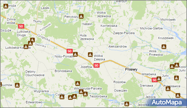 mapa Wólka Załęska gmina Pniewy, Wólka Załęska gmina Pniewy na mapie Targeo