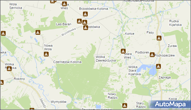 mapa Wólka Zawieprzycka, Wólka Zawieprzycka na mapie Targeo