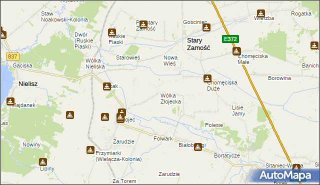 mapa Wólka Złojecka, Wólka Złojecka na mapie Targeo