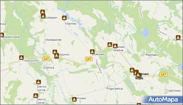 mapa Wołkowo, Wołkowo na mapie Targeo