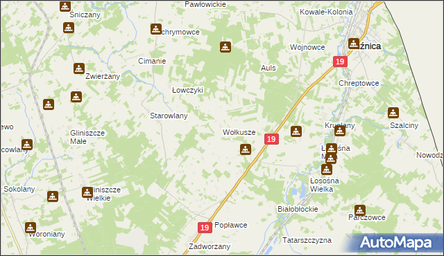 mapa Wołkusze, Wołkusze na mapie Targeo