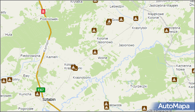 mapa Wolne, Wolne na mapie Targeo