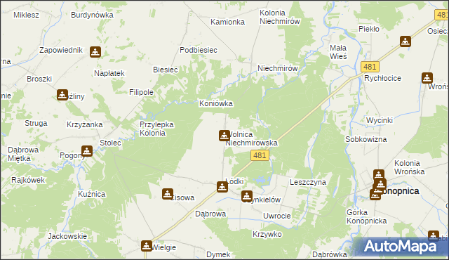 mapa Wolnica Niechmirowska, Wolnica Niechmirowska na mapie Targeo