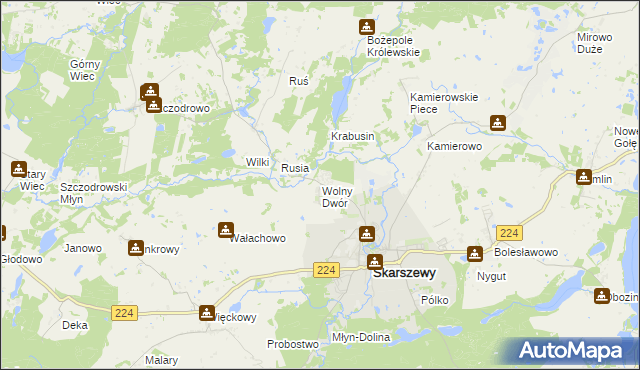 mapa Wolny Dwór, Wolny Dwór na mapie Targeo