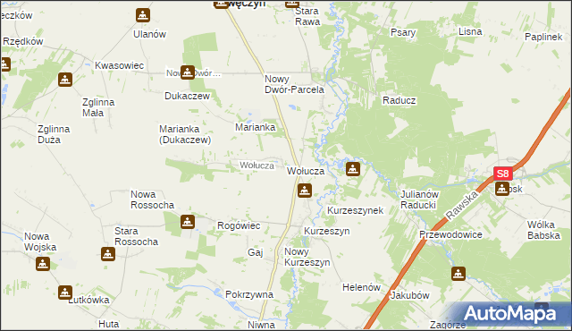 mapa Wołucza, Wołucza na mapie Targeo