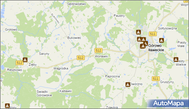 mapa Worławki gmina Górowo Iławeckie, Worławki gmina Górowo Iławeckie na mapie Targeo