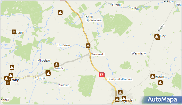 mapa Wozławki, Wozławki na mapie Targeo