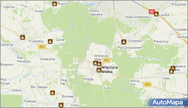 mapa Wręczyca Mała, Wręczyca Mała na mapie Targeo