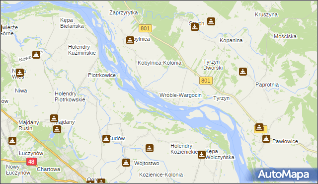 mapa Wróble-Wargocin, Wróble-Wargocin na mapie Targeo