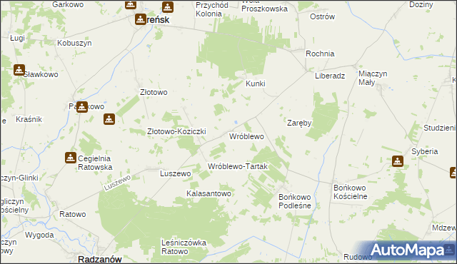 mapa Wróblewo gmina Radzanów, Wróblewo gmina Radzanów na mapie Targeo