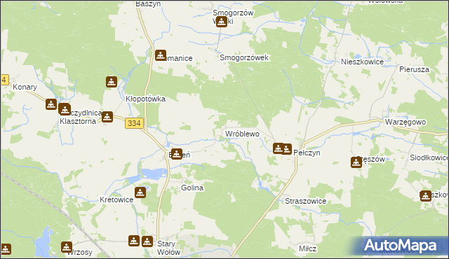 mapa Wróblewo gmina Wołów, Wróblewo gmina Wołów na mapie Targeo