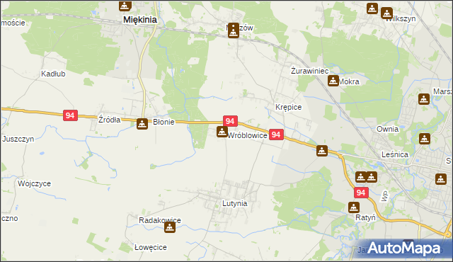 mapa Wróblowice gmina Miękinia, Wróblowice gmina Miękinia na mapie Targeo