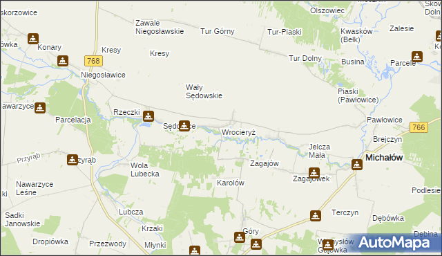 mapa Wrocieryż, Wrocieryż na mapie Targeo