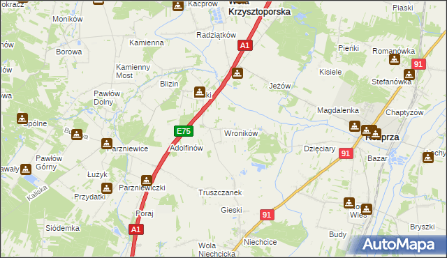 mapa Wroników, Wroników na mapie Targeo