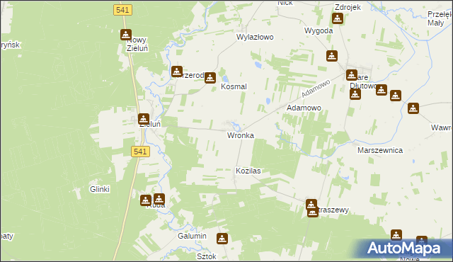 mapa Wronka gmina Lubowidz, Wronka gmina Lubowidz na mapie Targeo