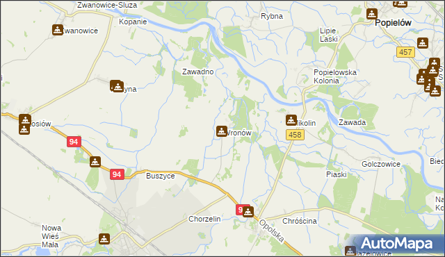 mapa Wronów gmina Lewin Brzeski, Wronów gmina Lewin Brzeski na mapie Targeo