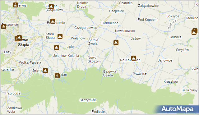 mapa Wronów gmina Waśniów, Wronów gmina Waśniów na mapie Targeo