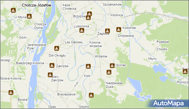 mapa Wrzelów, Wrzelów na mapie Targeo