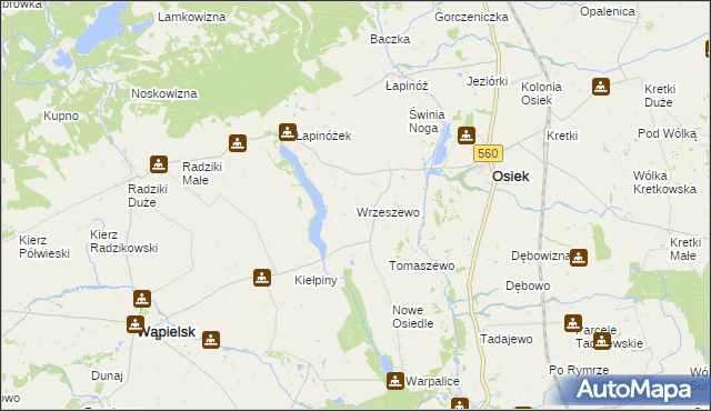 mapa Wrzeszewo, Wrzeszewo na mapie Targeo