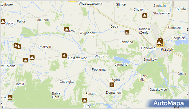 mapa Wrzos, Wrzos na mapie Targeo