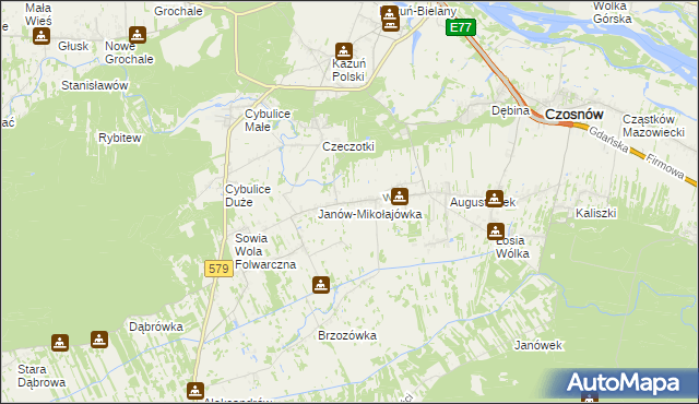 mapa Wrzosówka gmina Czosnów, Wrzosówka gmina Czosnów na mapie Targeo