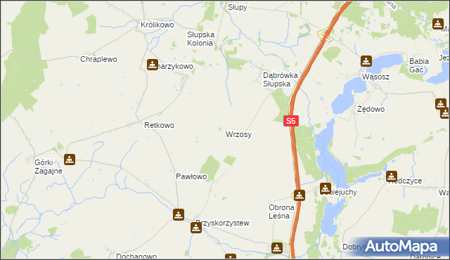mapa Wrzosy gmina Szubin, Wrzosy gmina Szubin na mapie Targeo