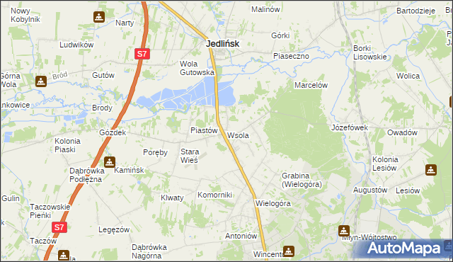 mapa Wsola, Wsola na mapie Targeo