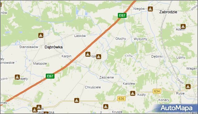 mapa Wszebory gmina Dąbrówka, Wszebory gmina Dąbrówka na mapie Targeo