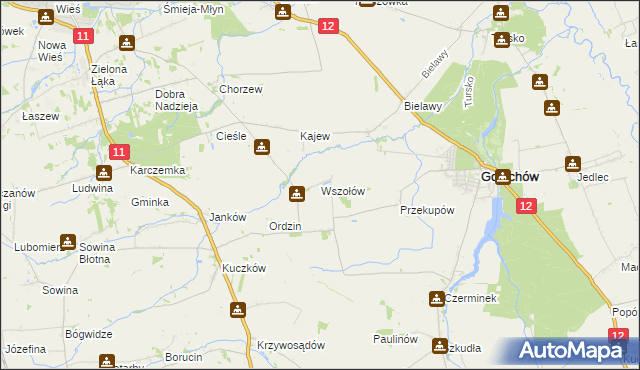 mapa Wszołów, Wszołów na mapie Targeo